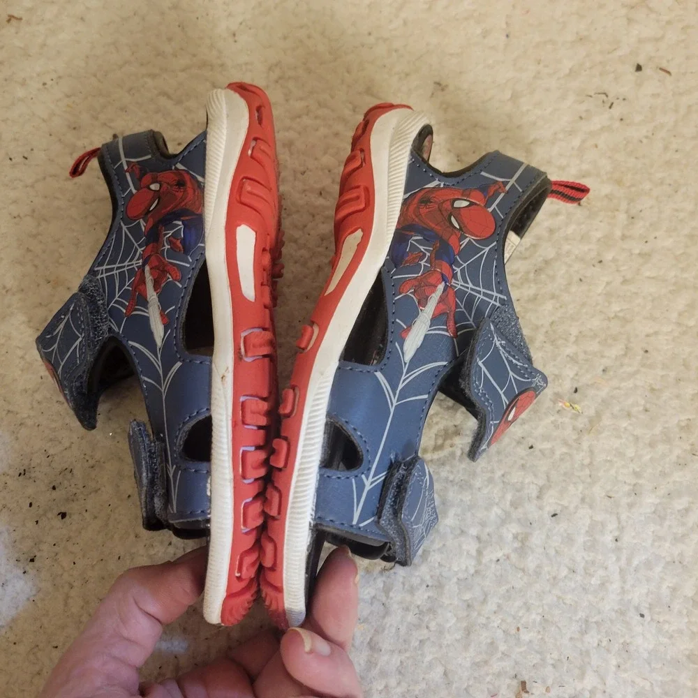 Marvel Spider-Man Sandals Boys 10 Blue Red Good Superhero Web Graphic D7022